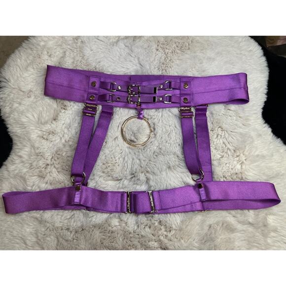 Honey Birdette JASMIN💜 Purple Amethyst 2 Piece Set M Suspender & M Thong - Picture 3 of 9